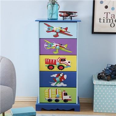 5 Drawer Blue Kids Storage Organizer