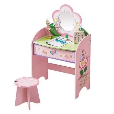 Κορίτσια συρτάρι Dressing Table Heart Vanity Σετ με σκαμνί